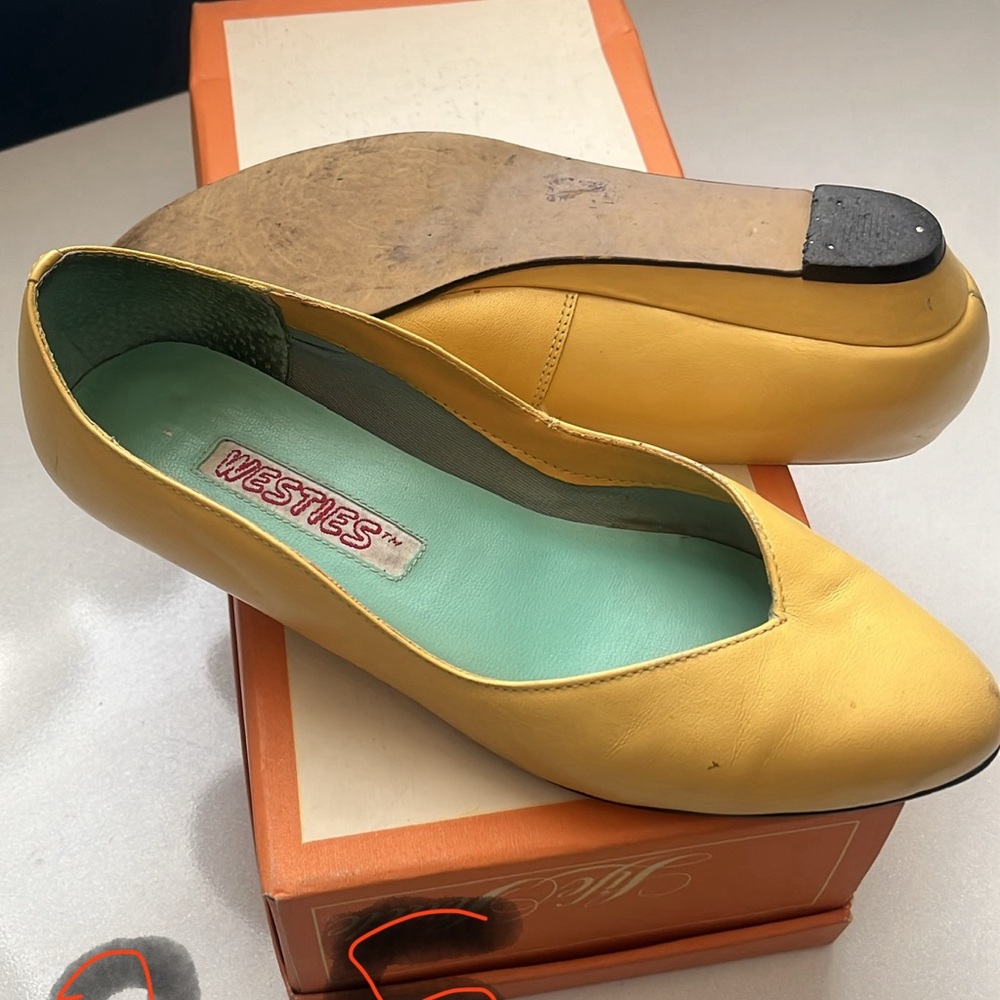 Yellow Leather-Look Ballet Flats